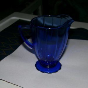 vintage modern tone blue depression glass creamer.